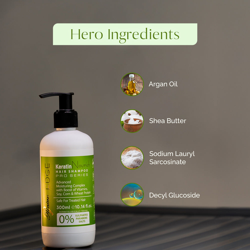 Hi9 EDGE Keratin Nourish Shampoo - 300 ml | Color Protection | For Men & Women | Nourishes, Repairs & Protects Color-Treated Hair | Smooths and Adds Shine