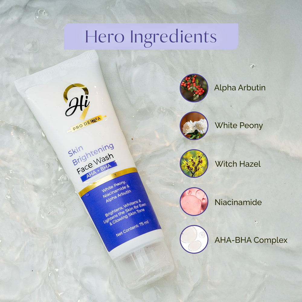 Hi9 Skin Brightening Face Wash | AHA BHA & Niacinamide Face Wash for Sensitive Skin & Uneven Skin Tone | Reduces Dark Spots & Dullness | ProDerma Collection | 75ml