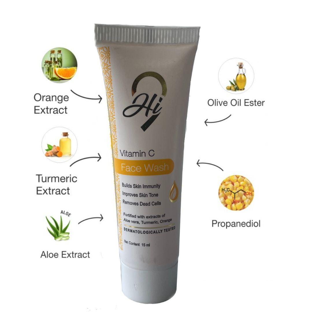 Hi9 trial pack Vitamin C Face Wash For Brightening & Radiant Skin, 15ml Miniature - Myhi9