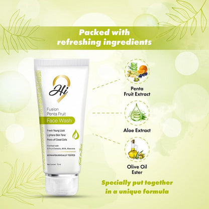 Hi9 Fusion Penta Fruit Face Wash For Skin Renewal &amp; Skin Lightening, 75ml - Myhi9
