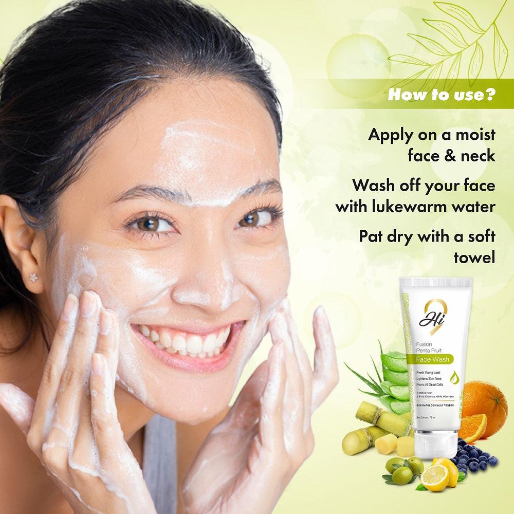 Hi9 Fusion Penta Fruit Face Wash For Skin Renewal & Skin Lightening, 75ml - Myhi9