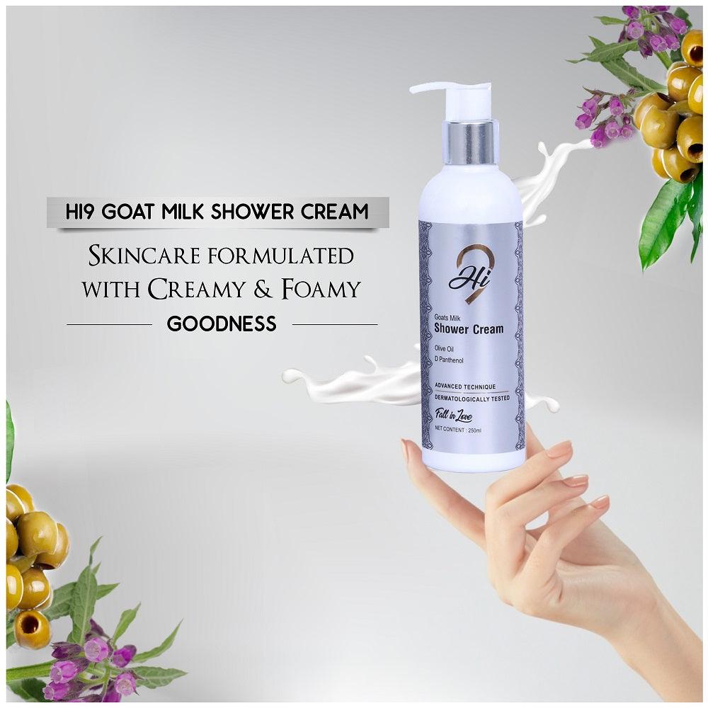 Hi9 Goat Milk Shower Cream 250ml - Hydrating Shower Cream Infused with Vitamins B and E for Smooth, Nourished, and Brighter Looking Skin, detox shower cream detoxifying