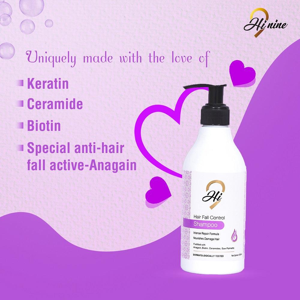 Hi9 Hair Fall Control Shampoo - Intense Repair Formula for Damaged Hair, 300ml - Myhi9