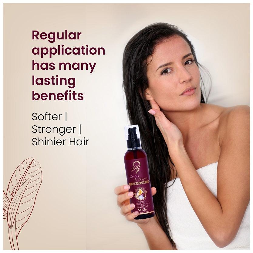 Hi9 Onion & Ginger Hair Oil - Blend of 9 Herbal Extracts for Healthy Hair & Scalp, 200ml - Myhi9