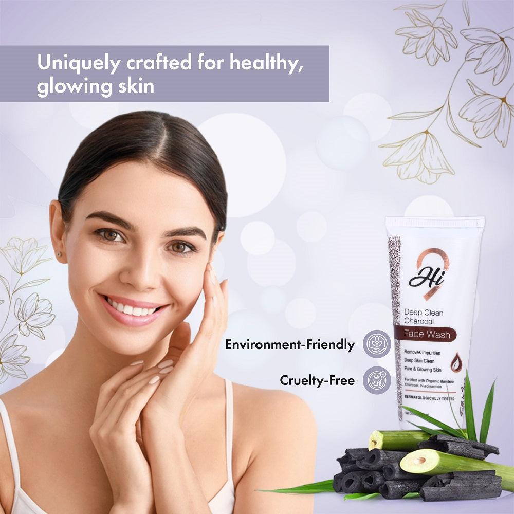 Hi9 Deep Clean Charcoal Face Wash - Extracts Pollutants & Impurities from Skin, 75ml - Myhi9