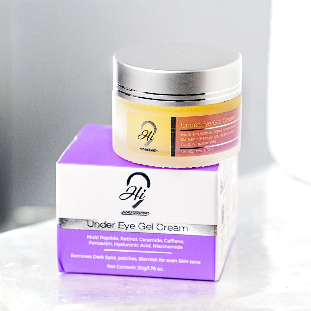 Hi9 ProDerma Under Eye Gel Cream | Retinol & Caffeine Hydrating Eye Gel | Dark Circles Eye Cream, Eye Cream for Puffiness & Anti-Aging | For Men & Women | 30g