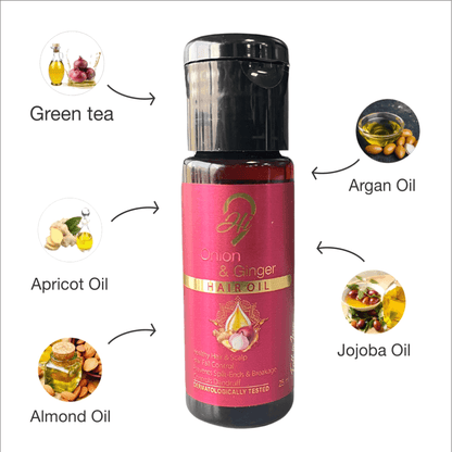 Hi9 trial pack Onion &amp; Ginger Hair Oil - Blend of 9 Herbal Extracts For Healthy Hair &amp; Scalp, 25ml Miniature - Myhi9