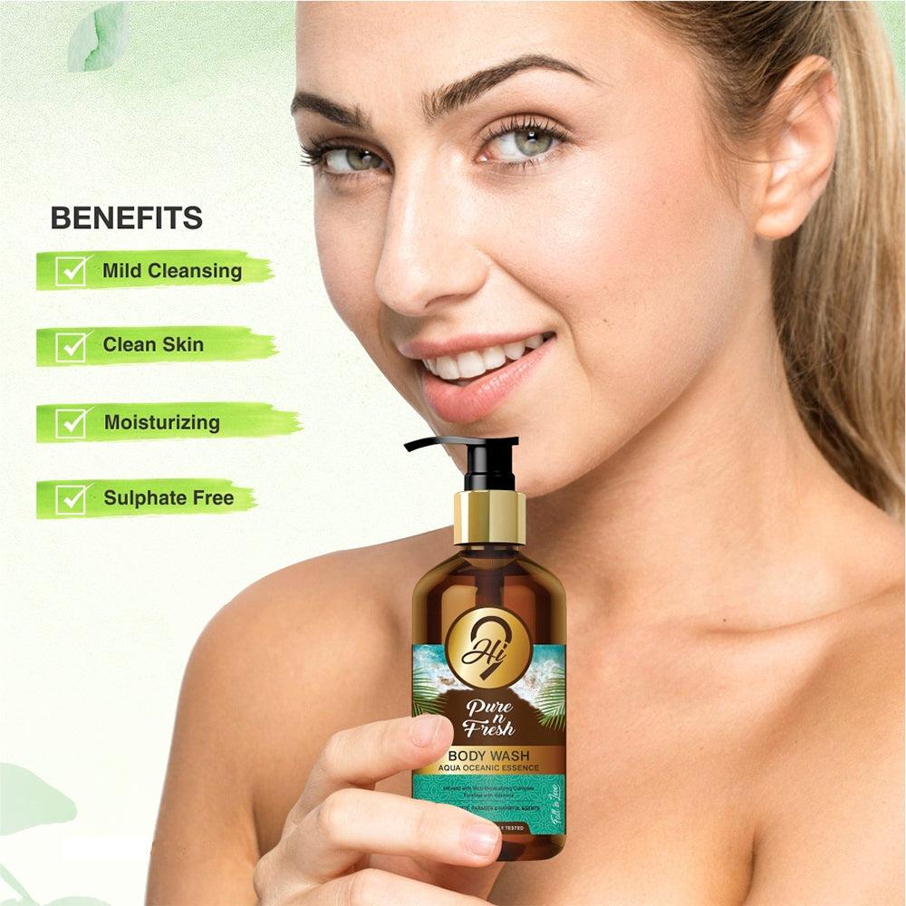 Hi9 Body Care Combo Pack of Pure &amp; Fresh Body Wash with Goat Milk Body Lotion (Pack of 2) - Myhi9