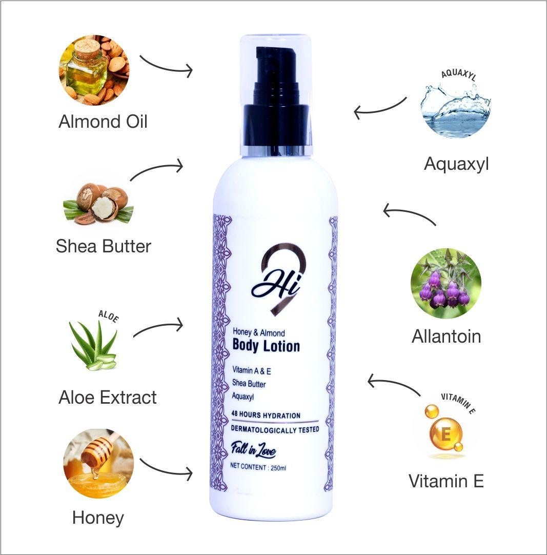Hi9 Body Care Combo Pack of Mild n Gentle Body Wash Moisturizing Refreshing &amp; Soft Skin with Almond Honey body lotion (Pack of 2) - Myhi9