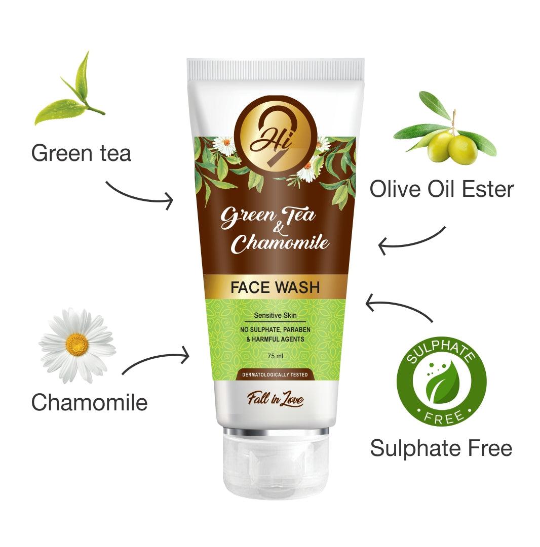 Hi9 Green Tea &amp; Chamomile Face Wash for Glowing &amp; Clean Skin, 75ml - Myhi9