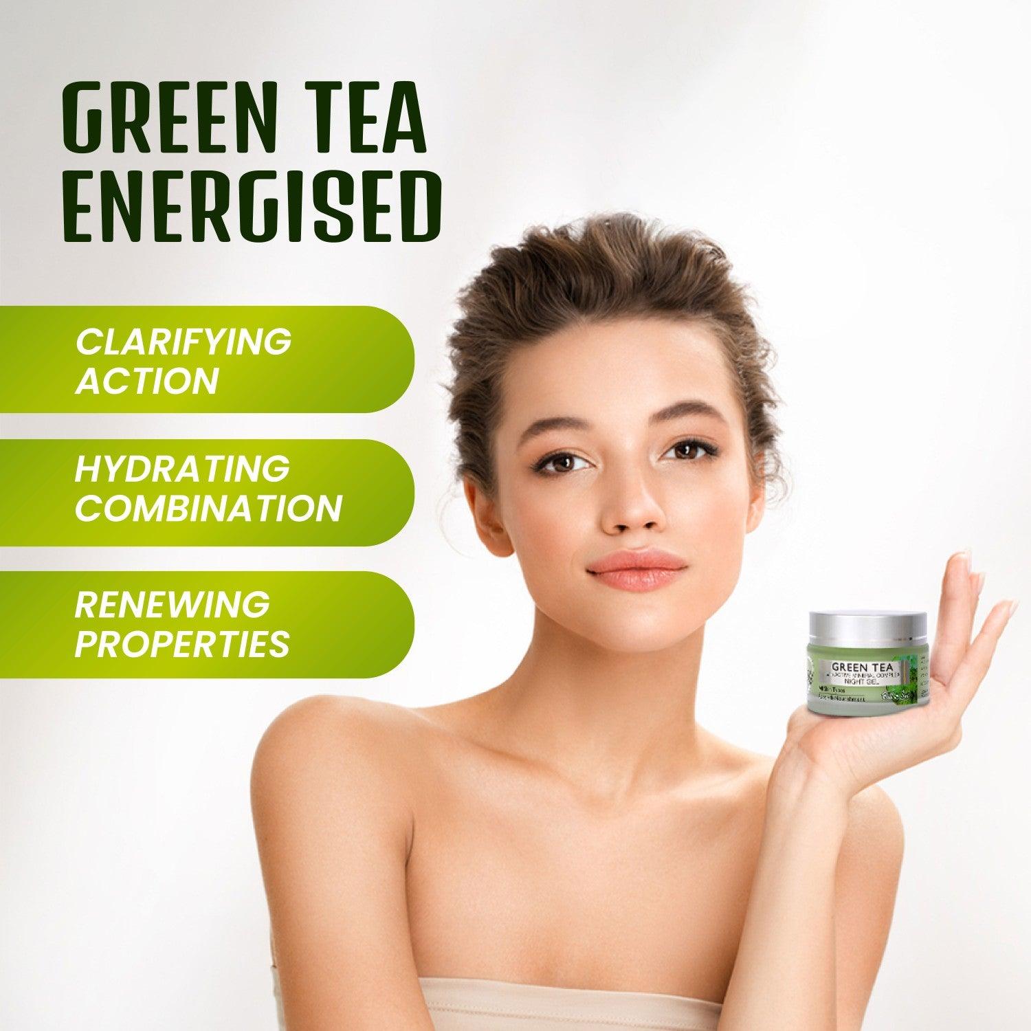 Hi9 Green Tea with Active Mineral Complex Night Gel for Glowing &amp; Hydrating Skin, 50gm - Myhi9