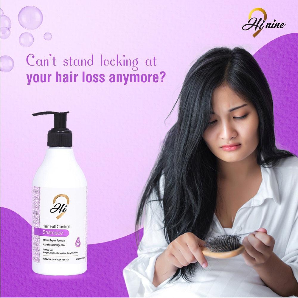 Hi9 Hair Fall Control Shampoo - Intense Repair Formula for Damaged Hair, 300ml - Myhi9